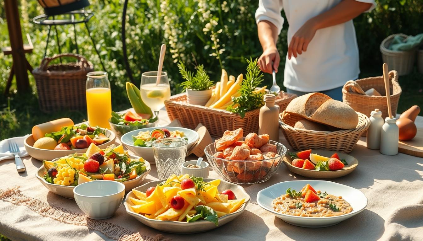Balanced healthy meal prepared in a home kitchen